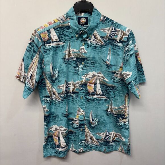 Reyn Spooner Men Short Sleeve Button Hawaiian Shirt Top Size Large C029 -24 - Picture 1 of 14